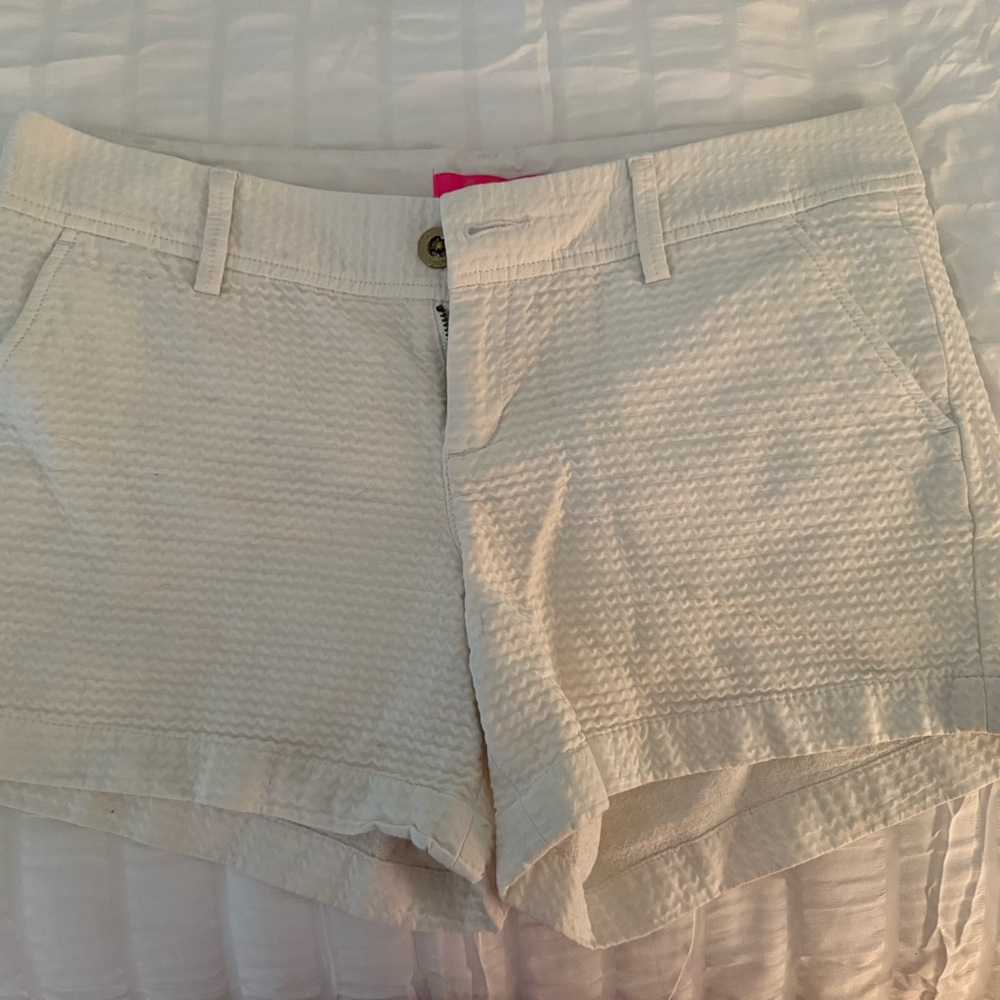 White Lilly Pulitzer Cream Textured Shorts